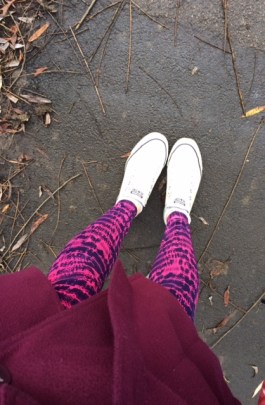 New jazzy leggings, en route to try out a new yoga centre